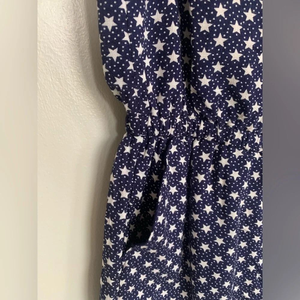 Gap Kids Toddler 4-5 Navy Blue White Stars Shorts Romper Ruffle Trim XS NEW $40